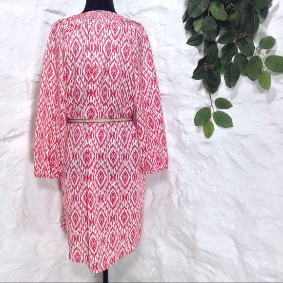 Anthro Maeve pink ikat peasant shirt dress size L - Picture 5 of 8